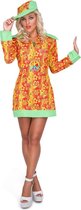 Karnival Costumes Retro Groovy Girl Kostuum Dames Carnavalskleding Dames Foute Party '60's '70's Party Carnaval - Polyester - Maat S - 2-Delig Jurk/Hoofddeksel