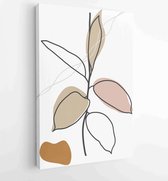 Canvas schilderij - Foliage line art drawing with abstract shape. Abstract Plant Art design for print, cover, wallpaper, Minimal and natural wall art. 3 -    – 1821354548 - 80*60 V