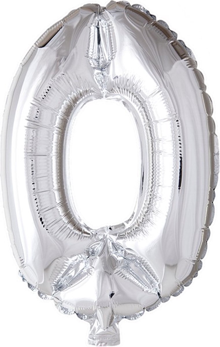 Folie ballon cijfer 0 zilver 41cm