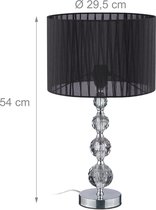 Relaxdays tafellamp kristal - ronde nachtkastlamp stof - schemerlamp op voet - woonkamer