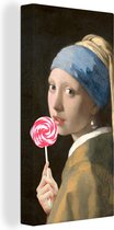 Canvas Schilderij Meisje met de parel - Vermeer - Lolly - 40x80 cm - Wanddecoratie