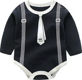 Nouveau-né - Vêtements Bébé Garçons - Cadeau Bébé - Cadeau maternité - Barboteuse - Cadeau Baby Shower 1/pièce - Cravate Barboteuse Zwart - 0-3 Mois