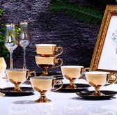 Luxe espresso / Turkse koffie kopjes 6 persoons, 12-delige (wit-goud)