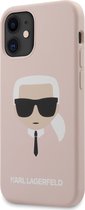 Roze hoesje van Karl Lagerfeld - Backcover - iPhone 12 Mini - Karl's Head