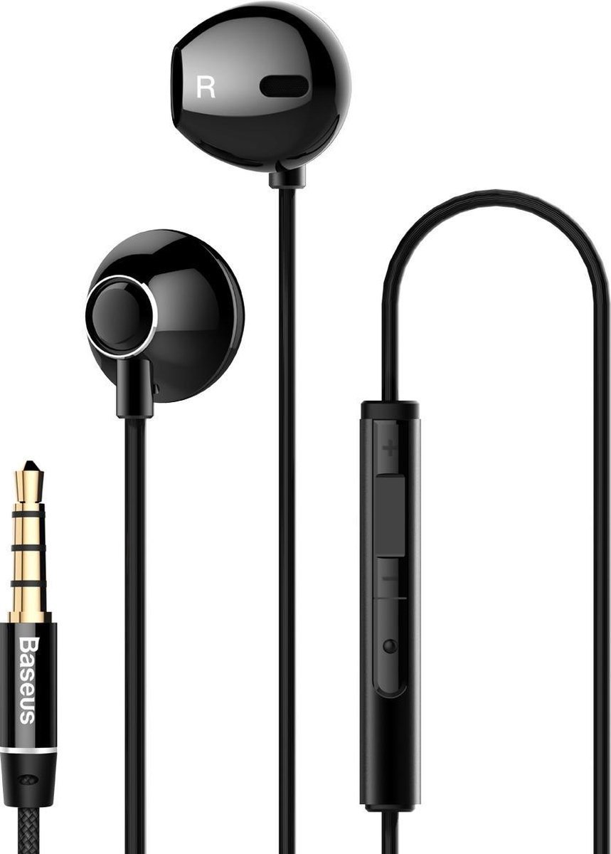 Baseus In-Ear Oordopjes met 3.5mm Jack - Oortjes vooriPhone / Samsung Galaxy / Huawei (Zwart) NGH06-01