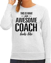 This is what an awesome coach looks like cadeau sweater grijs - dames - beroepen / cadeau trui XL