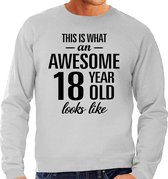 Awesome 18 year - geweldige 18 jaar cadeau sweater grijs heren -  Verjaardag cadeau trui 2XL