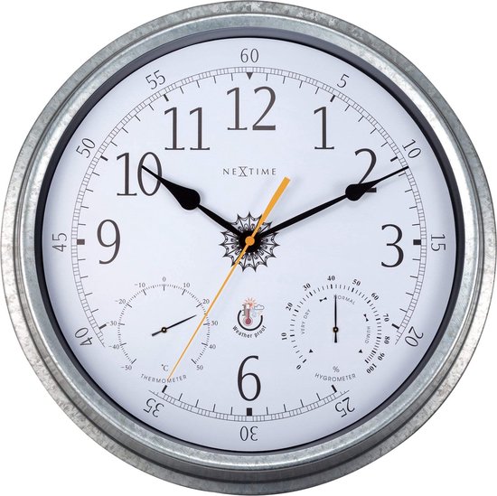 Horloge extérieure Nextime dia 40.5cm - Métal Grijs Tulip avec Thermo- |  bol.com
