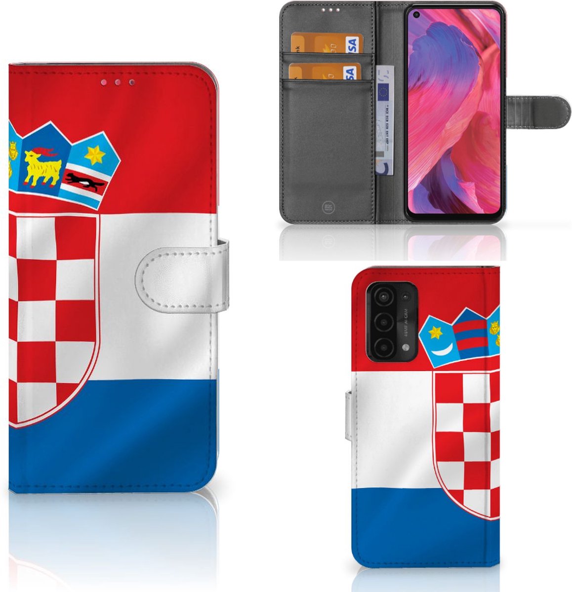Étui Livre Magnétique Pour Oppo A54 5G Et A74 5G, Similicuir Avec Angle Réglable - Neuf