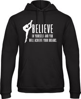 Sparkle&Dream - Trui ‘Believe and Achieve’ Zwart - 140 - voor turnen en gymnastiek