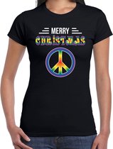 Merry Christmas peace fout Kerst t-shirt - zwart - dames - Kerst t-shirt / Kerst outfit XS
