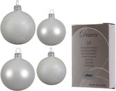Compleet glazen kerstballen pakket winter wit glans/mat 38x stuks - 18x 4 cm en 20x 6 cm - Inclusief 50x haakjes