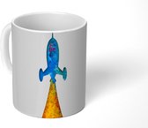 Mok - tekening - Raket - Kinderen - Verf - 350 ML - Beker