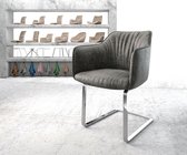 Gestoffeerde-stoel Elda-Flex met armleuning sledemodel vlak chrom grijs vintage