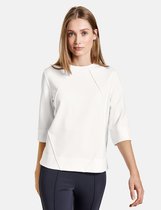 TAIFUN Dames Shirt met 3/4-mouwen en biesjes EcoVero Offwhite-42