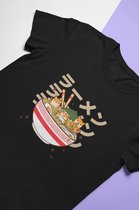 Shiba Inu Ramen Noodles T-Shirt | Japanese Kawaii Food | Anime Merchandise | Unisex Maat M Zwart