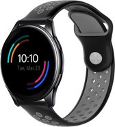 Siliconen Smartwatch bandje - Geschikt voor  OnePlus Watch sport band - zwart/grijs - Strap-it Horlogeband / Polsband / Armband