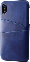 iPhone X/XS Pashouder Hoesje Leer - Telefoonhoesje van kunstleer met vakjes voor pasjes iPhone X/XS - Mobiq Leather Snap On Wallet hoesje iPhone X/XS blauw