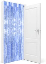 4x stuks folie deurgordijn blauw 200 x 100 cm - Feestartikelen/versiering - Tinsel deur gordijn