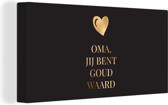 Toile Peinture Mug Mamie - Tu vaux de l'or - 40x20 cm - Décoration murale