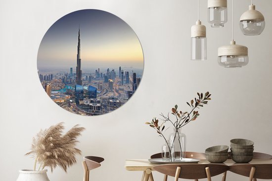 WallCircle - Wandcirkel ⌀ 150 - Burj Khalifa - Skyline - Dubai - Ronde schilderijen woonkamer - Wandbord rond - Muurdecoratie cirkel - Kamer decoratie binnen - Wanddecoratie muurcirkel - Woonaccessoires