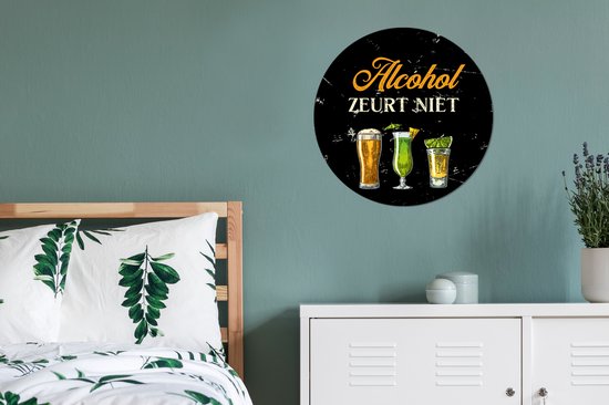 WallCircle® Wandcirkel 60x60 cm - Muurcirkel Alcohol - Drank - Glazen - Muurdecoratie woonkamer - Wanddecoratie slaapkamer - Kamer decoratie accessoires - Ronde schilderijen - Cadeau voor vrouw - Cadeau voor man