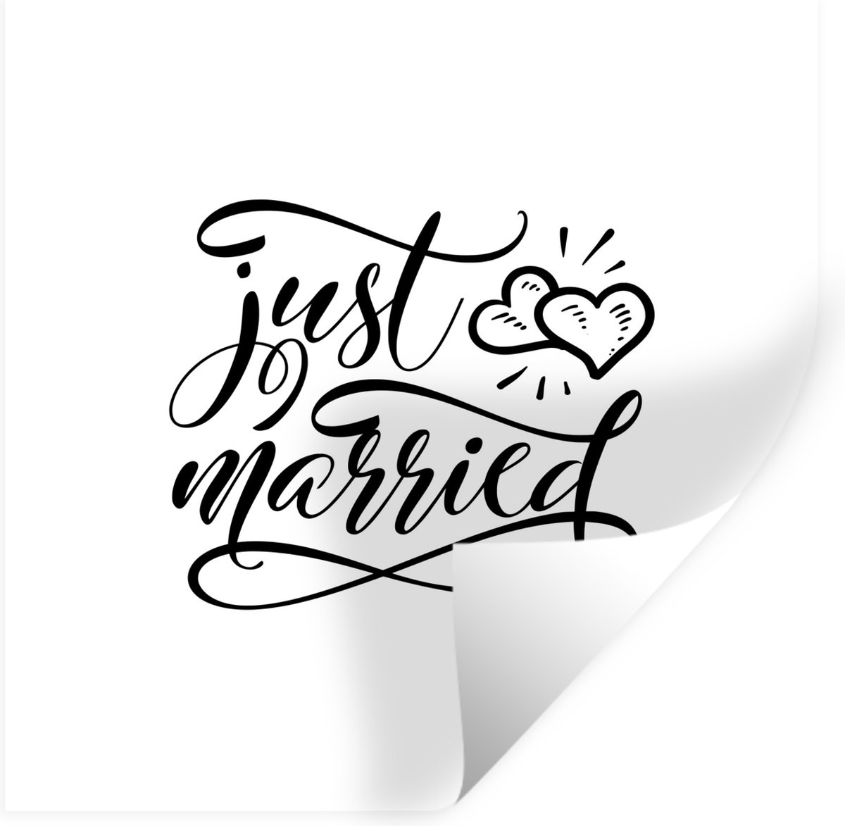 Muurstickers - Sticker Folie - Spreuken - Just married - Quotes - Trouwen - 30x30 cm - Pla