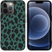iMoshion Design voor de iPhone 13 Pro hoesje - Luipaard - Groen / Zwart
