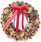Holtaz® - Kerstkrans -  Kerstdecoratie – Adventsdecoratie -  Kerstdecoratie -  Luxe Kerstkrans – Handgemaaktekrans – Kerstversiering -  Decoratie voor de kersttafel - Oranje 45cm
