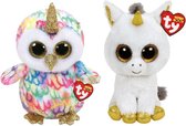 Ty - Knuffel - Beanie Buddy - Enchanted Owl & Pegasus Unicorn