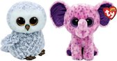 Ty - Knuffel - Beanie Boo's - Owlette Owl & Eva Elephant