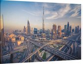 Drukke verkeersaders voor de Burj Khalifa in Dubai - Foto op Canvas - 45 x 30 cm