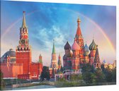 Regenboog over het Rode Plein en Kremlin in Moskou - Foto op Canvas - 90 x 60 cm