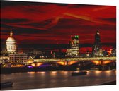 Nachtelijke blik op Saint Pauls Cathedral in Londen - Foto op Canvas - 150 x 100 cm