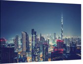 Panorama van nachtelijk Dubai in de Arabische Emiraten - Foto op Canvas - 150 x 100 cm