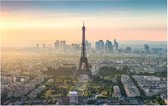 De Eiffeltoren voor La Defense skyline van Parijs - Foto op Forex - 45 x 30 cm