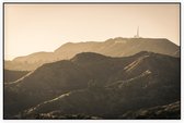 Zonsondergang achter de Hollywood Hills bij Los Angeles - Foto op Akoestisch paneel - 90 x 60 cm