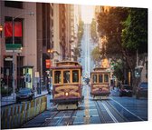 Historische treintjes op California Street in San Francisco - Foto op Plexiglas - 60 x 40 cm