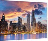 De Chicago skyline onder indrukwekkende wolkenpartij - Foto op Plexiglas - 90 x 60 cm