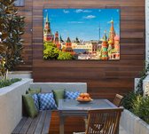 Kleurrijke blik op het Rode Plein en Kremlin in Moskou - Foto op Tuinposter - 120 x 80 cm