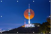 De N Tower op de Namsan berg bij volle maan in Seoul - Foto op Tuinposter - 225 x 150 cm