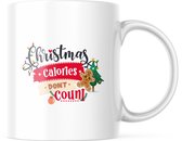 Kerst Mok met tekst: Christmas Calories Don't Count | Kerst Decoratie | Kerst Versiering | Grappige Cadeaus | Koffiemok | Koffiebeker | Theemok | Theebeker
