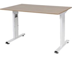 RoomForTheNew Bureau Schiphol Normal-Bureau - Bureautafel - Gaming bureau - Game bureau - Computertafel - Desk - Bureau wit - Verstelbaar bureau - Gaming Desk - Bureau tafel - Bureau verstelbaar--Havana blad-Aluminium  onderstel- 120x80