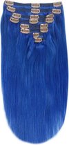 Remy Human Hair extensions straight 16 - blue