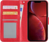 Hoes Geschikt voor iPhone 13 Mini Hoesje Book Case Hoes Flip Cover Wallet Bookcase - Rood.