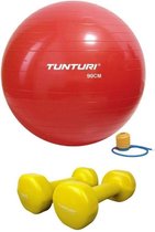 Tunturi - Fitness Set - Vinyl Dumbbell 2 x 1,5 kg  - Gymball Rood 90 cm