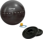 Tunturi - Fitness Set - Halterschijven 2 x 0,5 kg - Gymball Zwart met Anti Burst 55 cm