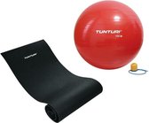Tunturi - Fitness Set - Fitnessmat 160 x 60 x 0,7 cm - Gymball Rood 75 cm