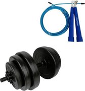 Tunturi - Fitness Set - Vinyl Halterset 15 kg - Springtouw Blauw