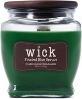 Colonial Candle – Wick Frosted Blue Spruce - 425 gram | geurkaars sojablend | 60 tot 90 branduren | houten knisperlont | kerst en winter geur |